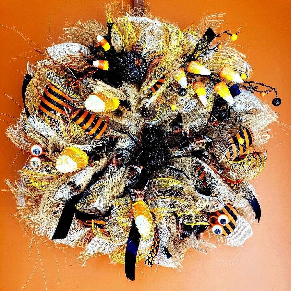 Candy Corn Halloween Wreath